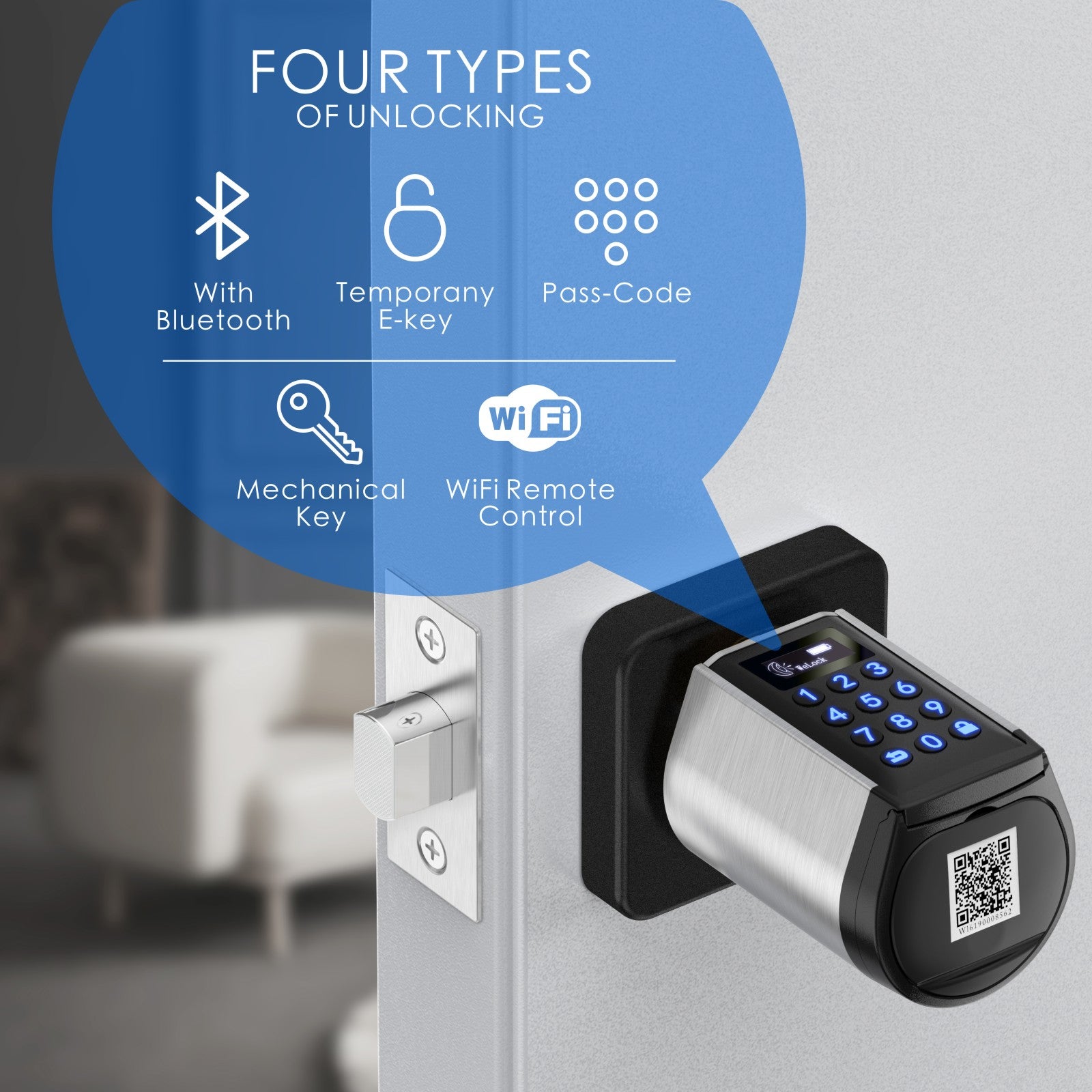 WELOCK Smart Electronic Door Lock,Keyless Entry Door Lock with WIFI, Bluetooth,App, RFID Card, Password Lock, Waterproof IP65,Cylinder Lock Adjusting Range 50mm-100mm WELOCK Smart Electronic Door Lock,Keyless Entry Door Lock with WIFI, Bluetooth,App, RFID Card, Password Lock, Waterproof IP65,Cylinder Lock Adjusting Range 50mm-100mm